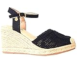 Genérico Etika 22411 Valenciana Schwarze Geflochtene mit Gel-Fußsohle, gepolstert, Riemen und Schnalle, 8 cm Keilabsatz, Schwarz , 41 EU