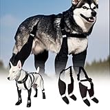 Bottes de pluie pour chien - Imperméables avec bretelles - Antidérapantes - Réfléchissantes - Protections de pattes - Pour chiens de taille moyenne et grande - Pour la randonnée, les jours de pluie et