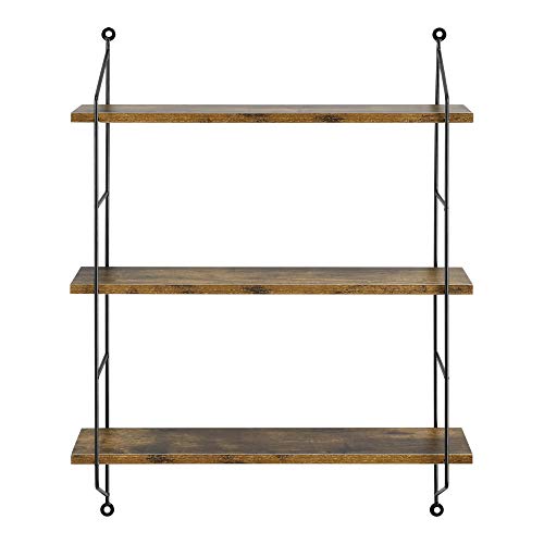 [En.Casa] Scaffale Da Parete A 3 Ripiani Scaffale Da Muro Libreria Pensile Con Ripiani Regolabili In Altezza 48 X 15 X 63.5 Cm - Effetto Legno Scuro/Nero - 4