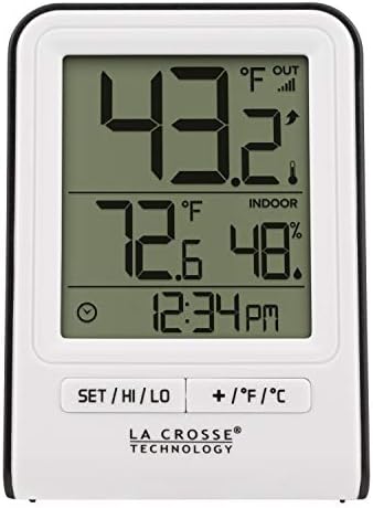La Crosse Technology 308-1409WT-CBP Wireless Temperature Station with Time,White,