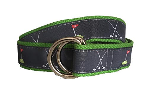 Mens Golf D-Ring Style Belt, Ribbon Belt, Classic Mens Belt