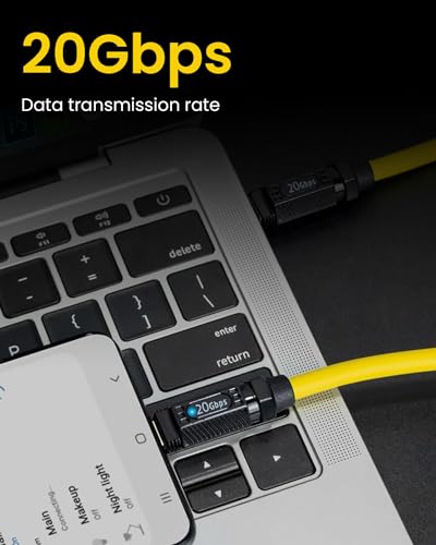 Image of Verilux Usb C To Usb C Cable 140W Usb 3.1 Type C Charging Cable,Fast Charging 20Gbps Usb Type C Charger Cord,With Led Light,Support 8K@60Hz For Macbook Pro,3.3Ft,Yellow