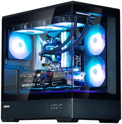 Zalman P30 Micro-ATX Gaming PC Case - 3 x 120mm ARGB Fans Pre-Installed - Panoramic View, Frameless Tempered Glass Front & Side Panel with USB Type C and USB 3.0, Black