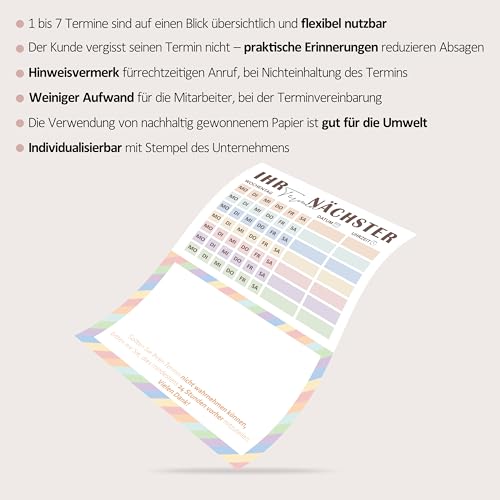 BIROYAL Terminzettel Praxis | 12 x Terminblock | ​Terminblöcke mit 600 Terminzetteln | DIN-A7 Terminzettel 7 Termine pro Zettel für Ärzte, Heilpraktiker, Physio, Massage, Studios, Kosmetik