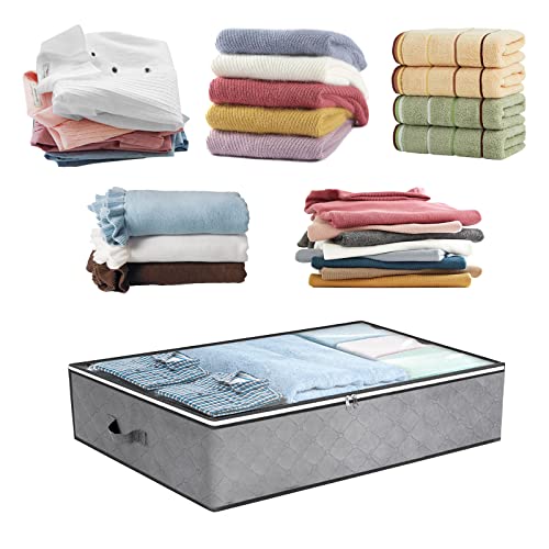 JMIATRY 4 Pack Underbed Storage Boxes with Lid, 100L Foldable Underbed Storage Bags with Handles and Zips - Image 4