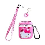 Cute Interesting Hello Cartoon Design Soft TPU Airpods 1/2 Case，with Unique Fashion Kawaii Pink Cat