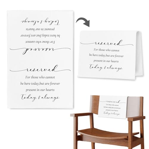 ChissNook In Loving Memory Wedding Sign, Reserved Memorial Signs Pew Cloths Seating Placeholder for Chairs, Wedding Decorations for Reception Celebrations Event (today & always, 1 Pc)