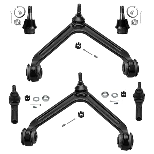 Image of Detroit Axle - Front End 6pc Suspension Kit for 02-05 Dodge Ram 1500, 2002 2003 2004 2005 Front Upper Control Arms Lower Ball Joints Replacement Outer Tie Rod Ends
