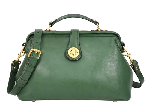 Womens Real Leather Doctor Handbag Medium HOL848 Green