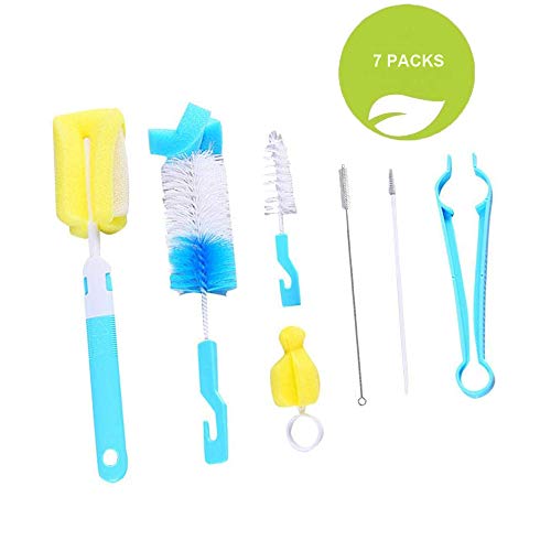 Spazzola per bottiglie, 7 pezzi spazzola per biberon, kit di pulizia per bottiglie/tazze / cannuccia