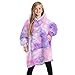 yunge Pigiama con Cappuccio per Bambini Coperta Oversize con Stampa Galassia Viola Coperta Oversize con Tasche Grandi Coperta pigra, Viola, M