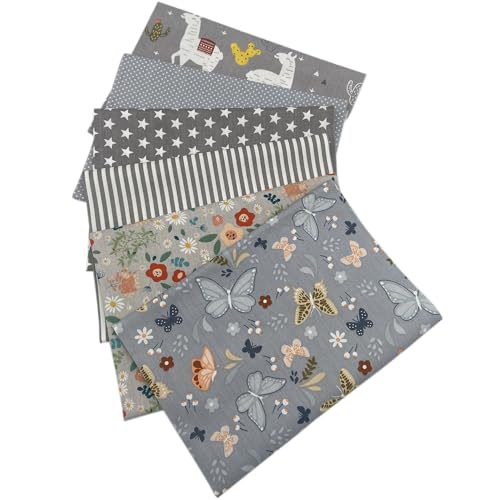 Miniatura 2 de Jukway 6 Piezas Tela De Algodón Sarga 50 X 50 Cm Telas Para Mascarillas Patchwork Tejido Patrones Impresos Textiles Para Costura, Acolchado, Decoración De Bricolaje, Artesanales Gris