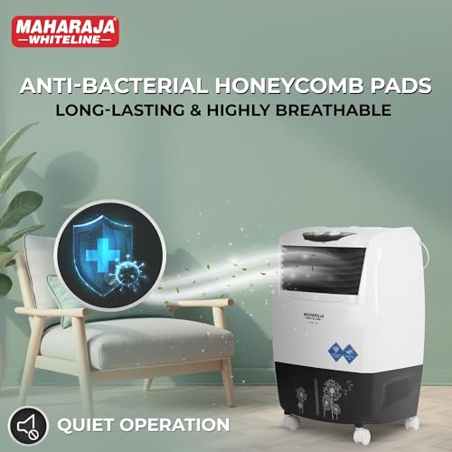Image of Maharaja Whiteline Frost Air 25 Air Cooler | 22 Litre Anti-bacterial Water Tank | Durable Honeycomb Pads | Submersible Pump Motor | Personal Air Cooler| White and Grey | 2 Yr Warranty