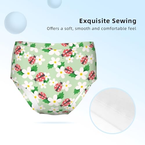 Small Flower With Ladybug Girls' Underwear Soft Cotton Little Girls Panties Comfort Briefs3