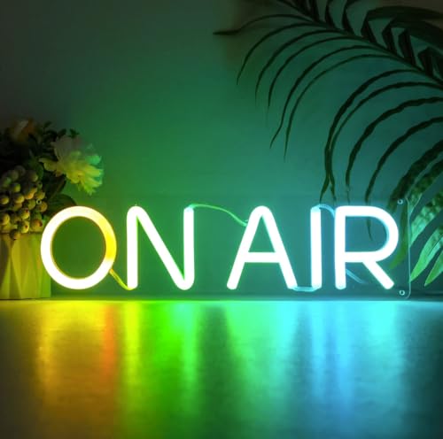 Image of Ulalaza RGB & Color Flow Effect Better On air LED Neon Sign with Remote Control Music Sync Timer Setting Acrylic Light for Wall Party Decor Bedroom Bar Wedding Home Birthday USB Powered