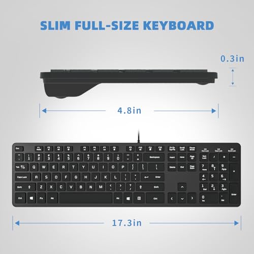 Image of USB Wired Keyboard for Window,Comfortable Quiet Chocolate Keys, Durable Ultra-Slim Wired Computer Keyboard(QWERTY) for PC, Windows 11 /10 /8 /7 /XP /Vista KB1430
