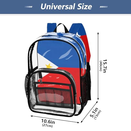 Women Clear Backpack Cute Philippines Flag Kids Girls Backpack Boys Approved Plastic Bag Large4