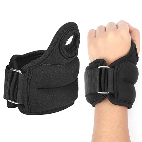 Belle Vous Lot de 2 Poids de Poignet Noirs - Bracelet Lesté Poignet et de Cheville - Sangle de 0,5 kg - Leste de Musculation Adapté aux Bras et aux Jambes - Pour Femme et Homme