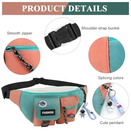 Image of Gustave Waist Bag for Men & Women, Patchwork Lightweight Nylon Chest Bag, Multi Pocket Zippered Fanny Bag, Stylish & Compact Day Pack for Commuting, Travel, Hiking, Riding, Everyday Use