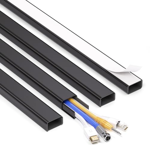 Image of ZhiYo 66 inch Cord Covers for Wires on Wall, Black Cord Hider, 1.2 inch W x 0.7 inch H