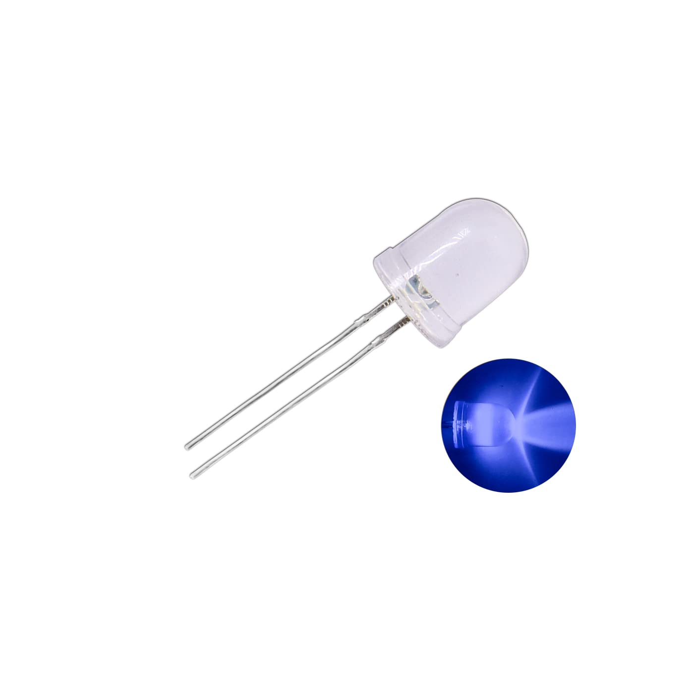 Electronic Spices 10mm Light Bulbs Basic Blue Led Round Shape (Pack of 10) (Blue in Clear)-image-1