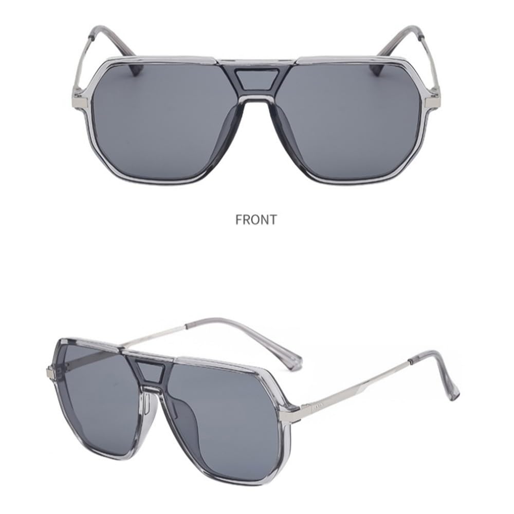 Modne, duże kwadratowe okulary przeciwsłoneczne, męskie i damskie, jednoczęściowe, nieregularne, metalowe, modne okulary w stylu vintage, UV400
