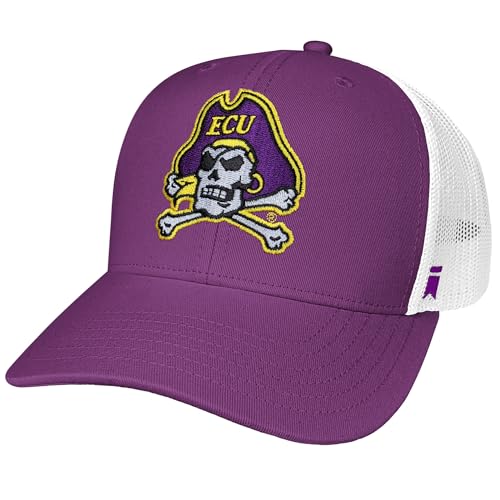 Campus Lab Official East Carolina University Team Logo Adjustable Snapback Trucker Hat - Unisex for Men and Women Purple