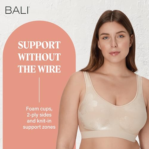 Image of Bali Women's Wireless Bras for Women - Comfort Revolution Wireless Bra - Adjustable & Supportive - Plus Size Women