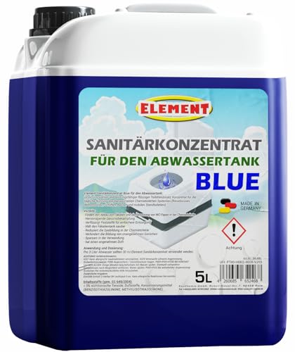 Sanitärflüssigkeit I Blue I Sanitärkonzentrat I 5 Liter I Campingtoilette Abwassertank I WC Sanitärflüssigkeit für Abwassertank der Campingtoilette I Sanitärzusatz I Toilettenzusatz