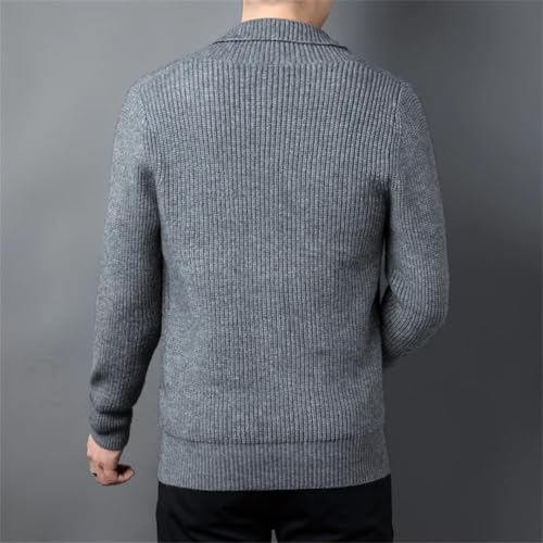 Men Sweater Cardigan Korean Style Deep V Neck Lapel for Clothing Solid Knit Cardigan3