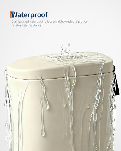 GarveeHome 1.6 Gal Step-On Trash Can, Stainless Steel Small Bathroom Garbage Bin with Soft Close Lid, Slim Space-Saving Design, Removable Inner Bucket for Bathroom, Bedroom, Office, Sand Beige - image 6