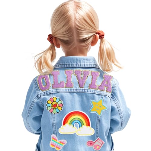 Personalized Kids Denim Jacket with Names, Baby Easter Basket Stuffers, Back to School Outfits for Girls and Boys, Birthday and School Gift for 1-14 Year Olds