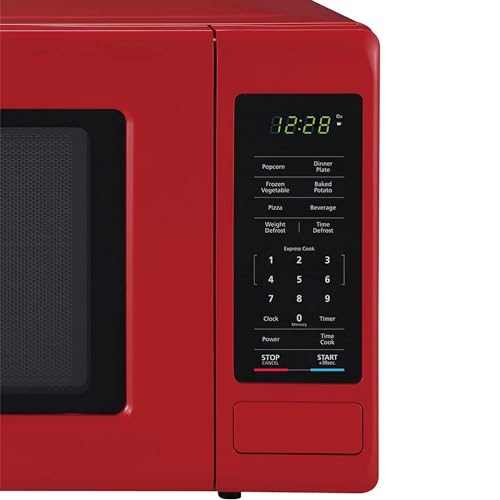 Magic Chef 0.9 Cubic Feet 900 Watt Small Stainless Countertop Microwave Oven for Compact Spaces w/ 6 Pre Programmed Cooking Modes, Red - Thumbnail 6