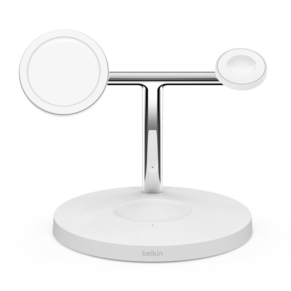 Belkin BoostCharge PRO bezprzewodowa ładowarka 3 w 1 z MagSafe do iPhone 12 + Apple Watch + AirPods (ładuje iPhone 12 modele magnetycznie do 15 W)