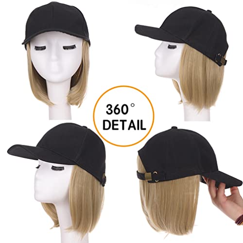 Lurrose Chapéu De Peruca Chapéu De Peruca Reta Curta Boné De Beisebol Extensões De Cabelo Para Mulhe