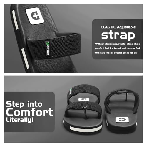 Image of DOCTOR HEALTH SUPER SOFT Men's Double Strap Casual Slides | Lightweight Cushioned EVA Slippers | Anti-Slip Comfortable Open Toe Sandals for Indoor Outdoor Everyday Wear