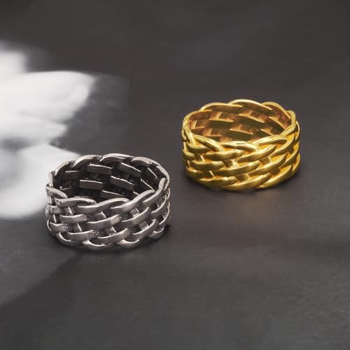 925 Sterling Silver 9mm Chunky Braided Rope Ring, Comfort Fit Twist Wedding Band for Men and Women, US Sizes 6-134