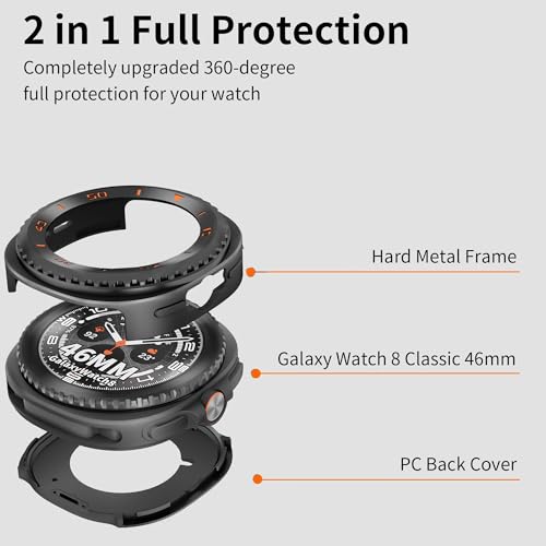 SDOCEBF Rotating Metal Bezel Case for Samsung Galaxy Watch 8 Classic 46mm — view 3