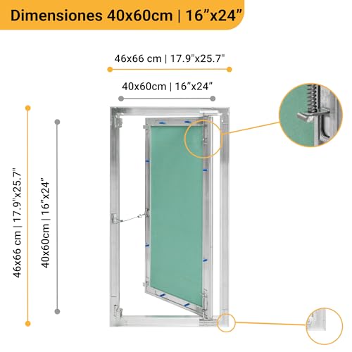 Miniatura 2 de Proxinova Trampilla Pladur 40x60 Cm De Aluminio Caja Tapa Cuadro Electrico Compacta Y Desmontable Ideal Para Acceso Técnico Y Oculta Cables, Medidores Y Tuberías