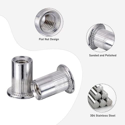 Pxyelec 100pcs M6 Flachkopf Aluminium Nietmutter Blindeinsatzmutter (6mm)