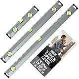 ZENO Spirit Level 3 Set | Shock Proof Spirit Level Set | Torpedo Level with Magnetic Base | 3 Bubbles 45° 90° 180° | Silver | 300mm, 600mm, 1000mm