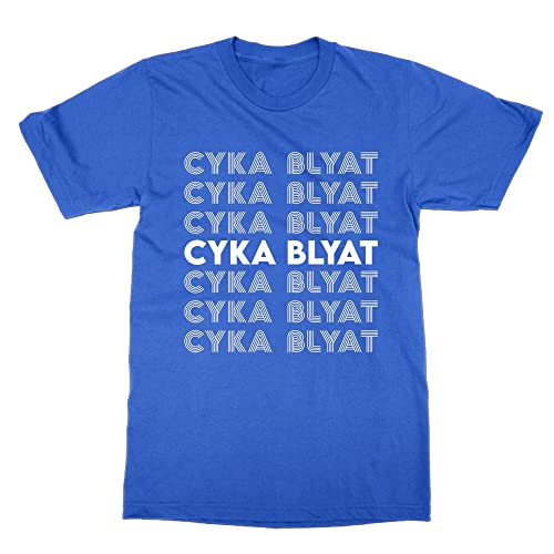 T-shirt Cyka Blyat bleu taille Large vêtement de geek original