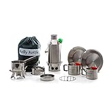 Kelly Kettle Trekker 20 oz. Stainless Steel Ultimate Kit (0.6 LTR) Rocket Stove Boils Water Ultra Fast with just Sticks/Twigs. for Camping, Fishing, Scouts, Hunting, Emergencies, Hurricanes, Tornados