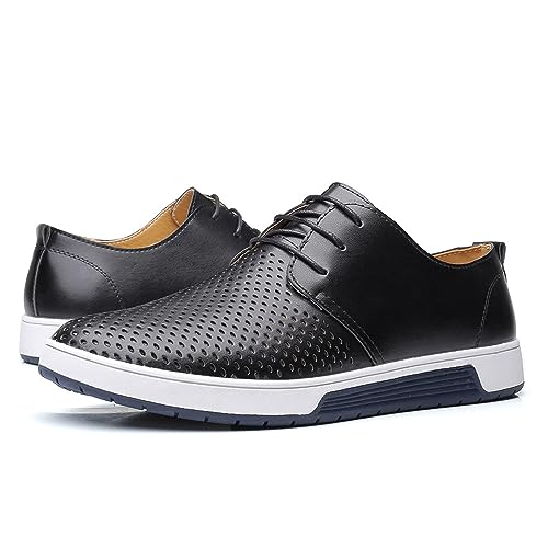 Men's Casual Oxford Shoes Walking Formal Wedding Shoes Laces-up Hollow Breathable Dress Shoes Fashion Flat Sneakers3