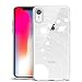Unov Case Clear with Design Slim Protective Soft TPU Bumper Embossed Pattern [Support Wireless Charging] Cover for iPhone XR 6.1 Inch(White Universe)