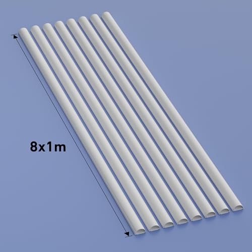 D-Line Mini Cable Trunking 8-Pack, Half Round Cable Cover, Paintable, Self-Adhesive Wire Cover, Hide TV Wires, Cable Management - 8x 30mm (W) x 15mm (H) x 1-meter Lengths (8-Meter) - White - Image 5