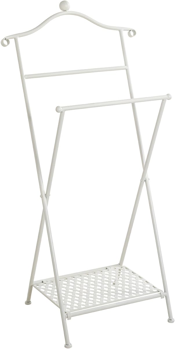 HAKU stojak na ubrania składany, cichy służący, składany, metal, bielona farba – wymiary: szer. 46 x wys. 98 x gł. 35 cm, styl: boho