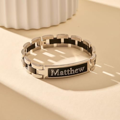Custom Engraved Men's Stainless Steel ID Bracelet - Name Bracelet for Men - Men's Jewelry - Gift for Him - Gifts for Dad3