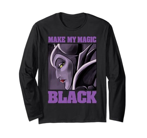 T-shirt Maléfique Disney Villains à manches longues avec imprimé portrait noir pour adulte