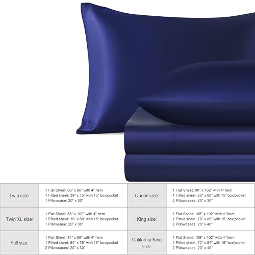 NTBAY King Satin Sheet Set, 4 Piece, Navy Blue - image 6